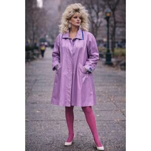 Vintage 80s 90s Raingear Purple Rain Jacket Coat Front Zip with Pockets Size L